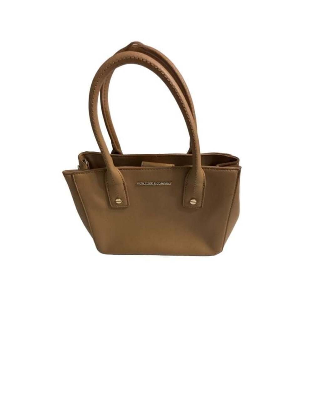 New York & Company Camel Faux Leather Compact Tote Handbag